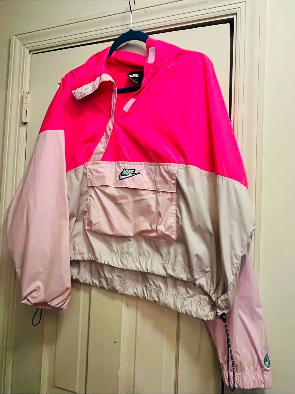 Nike Women's Pink and Light Pink Colorblock Anorak Jacket